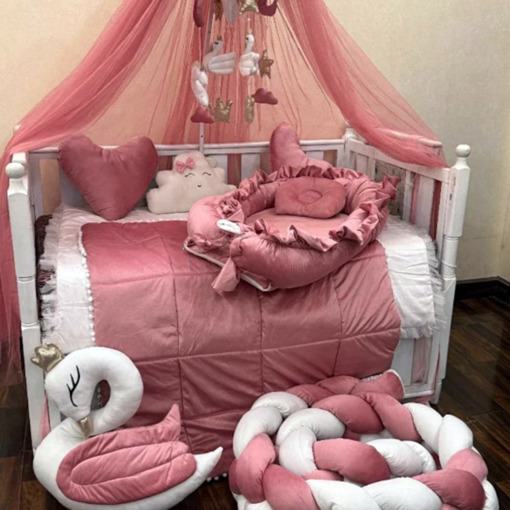 Baby Cot - Bedding Set - Rosy Swan — Baby Cot Bedding price in Pakistan