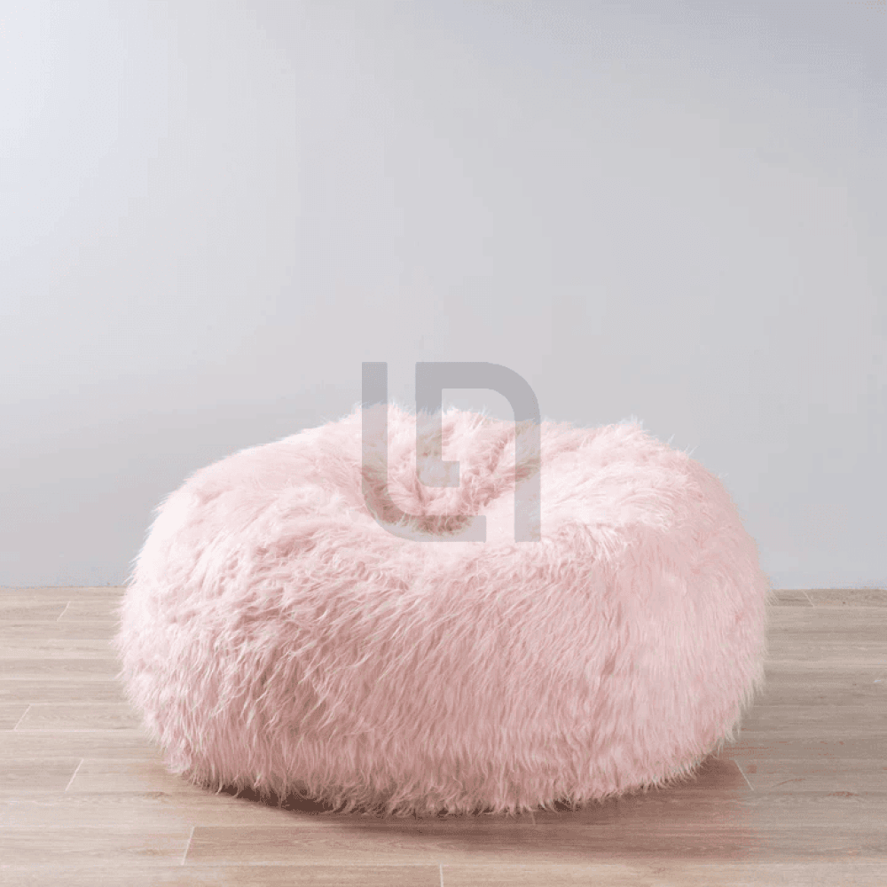 Shaggy Faux Fur Ottoman Bean Bag Stool - Pink — Bean Bags price in Pakistan