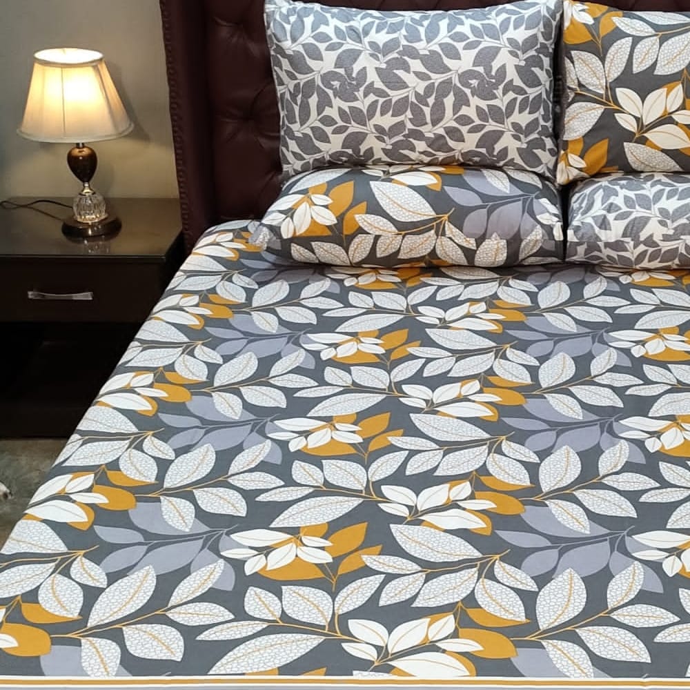 Yellow leaf bed sheet — Bed Sheets price in Pakistan