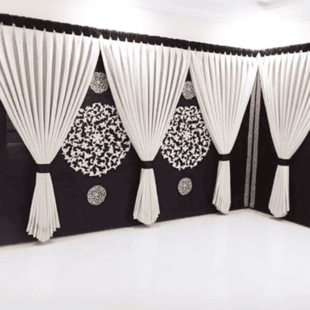 Blind Curtains Velvet Fabric Laser Cut Art – Black Off White – @ Per Sqr Ft — Blind Curtains price in Pakistan