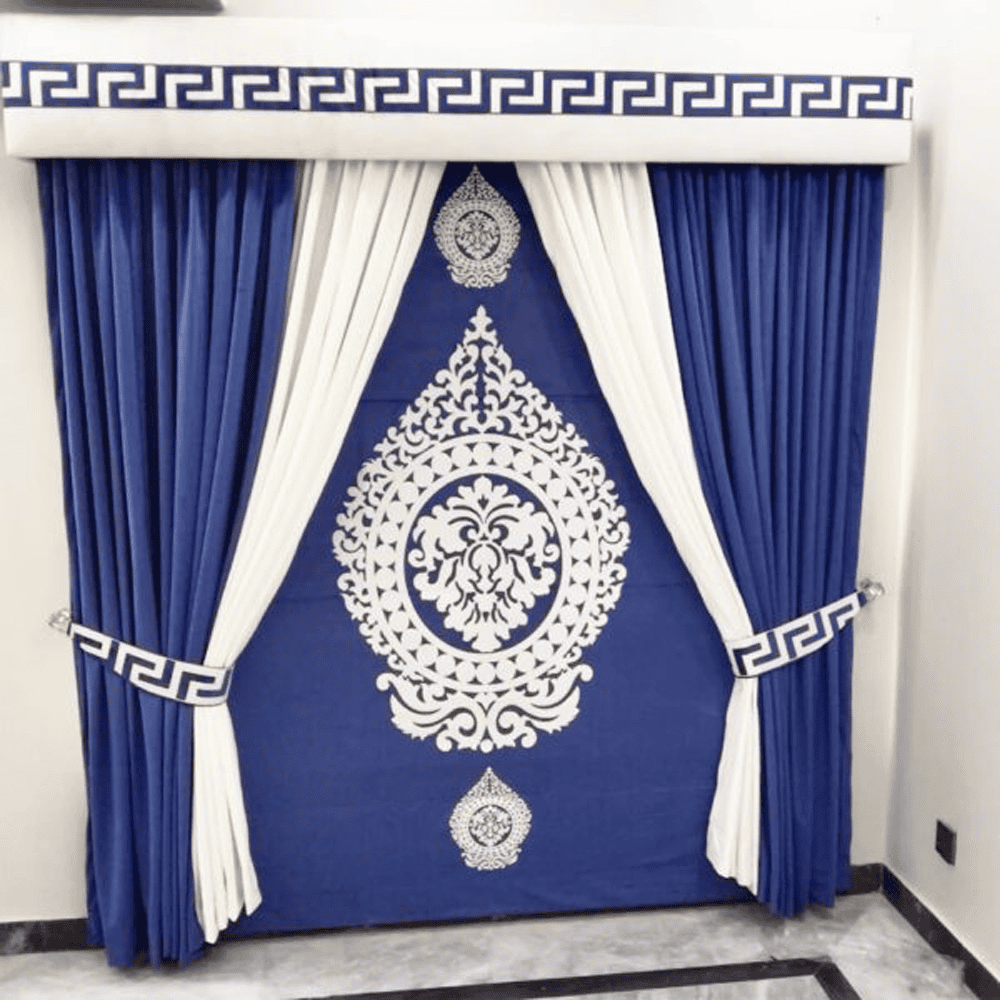 Blind Curtains Velvet Fabric Laser Cut Art – Dark Blue – @ Per Sqr Ft — Blind Curtains price in Pakistan