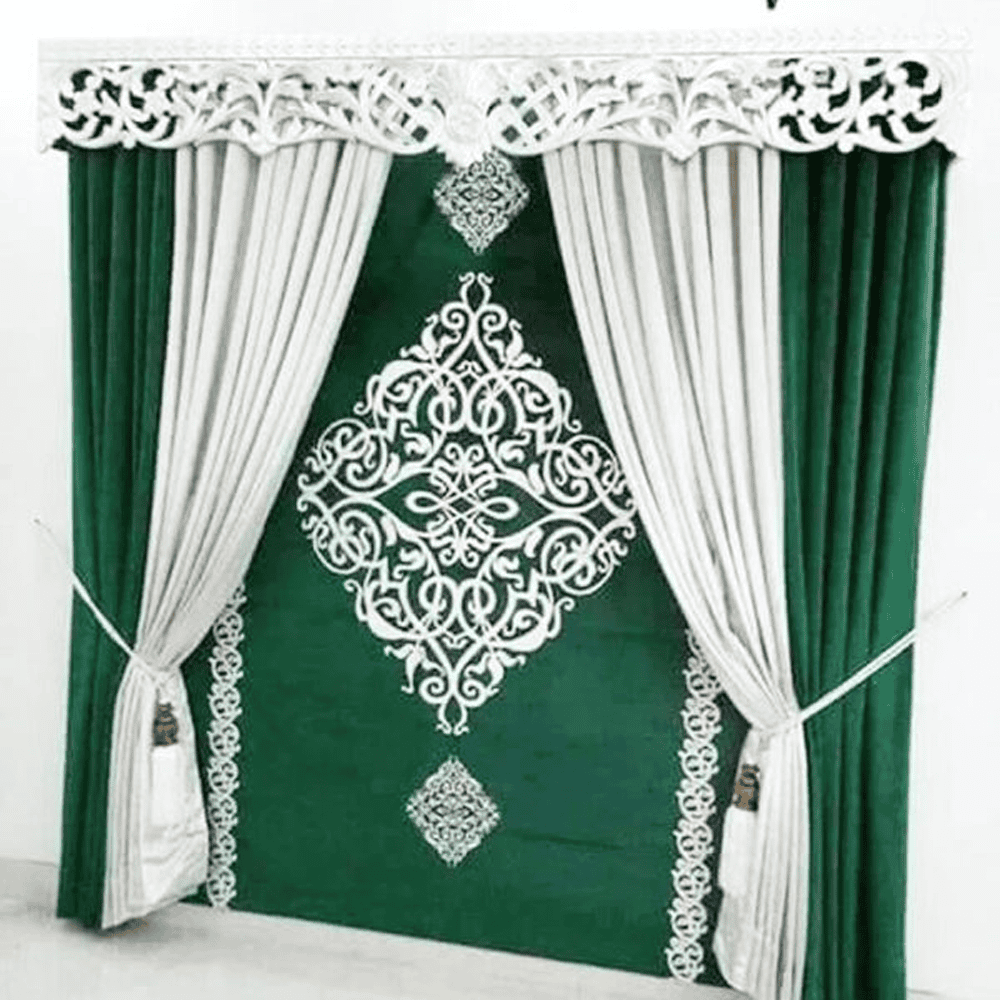 Blind Curtains Velvet Fabric Laser Cut Art – Green – @ Per Sqr Ft — Blind Curtains price in Pakistan