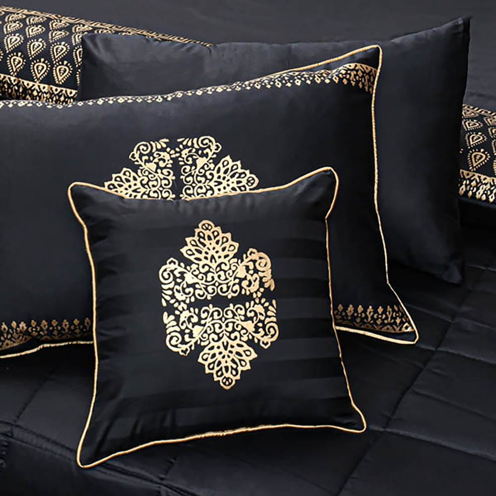 8 Pcs Comforter Set Cotton Sateen Block Printed – Ortega — view 2