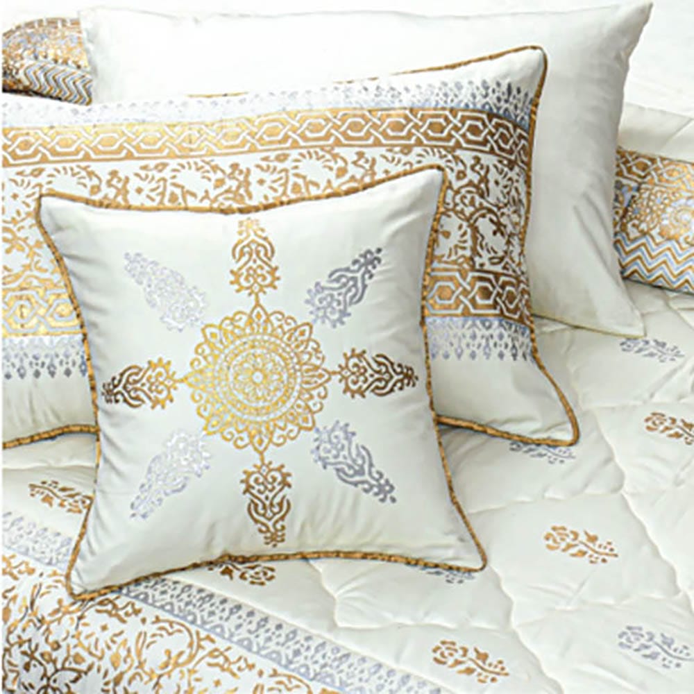 8 Pcs Comforter Set Cotton Sateen Block Printed – Orvieto — view 2