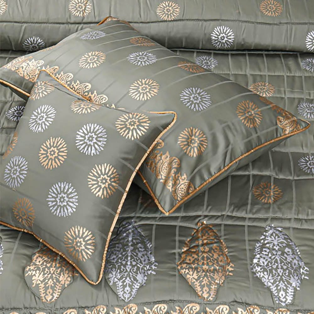 8 Pcs Comforter Set Cotton Sateen Block Printed – Tribeca — view 2