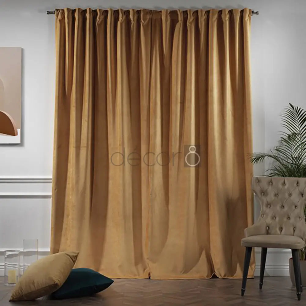 Premium Velvet Curtains For Bedroom & Living Room - Apricot Gold — view 2
