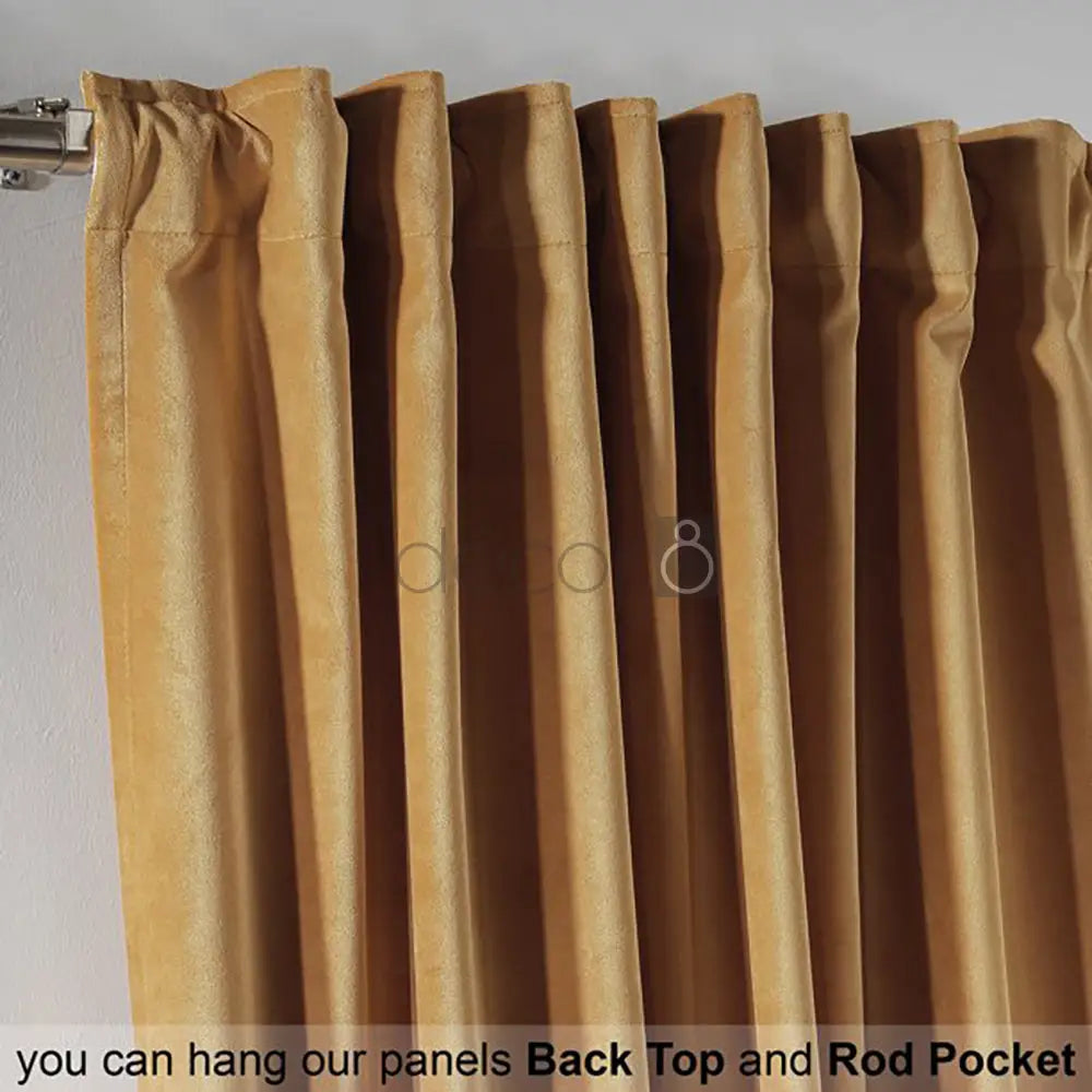 Premium Velvet Curtains For Bedroom & Living Room - Apricot Gold — view 3
