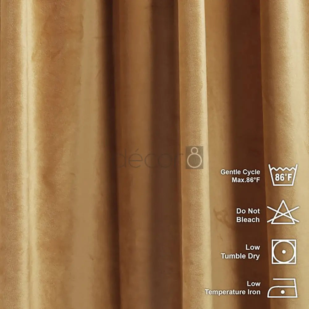 Premium Velvet Curtains For Bedroom & Living Room - Apricot Gold — view 4