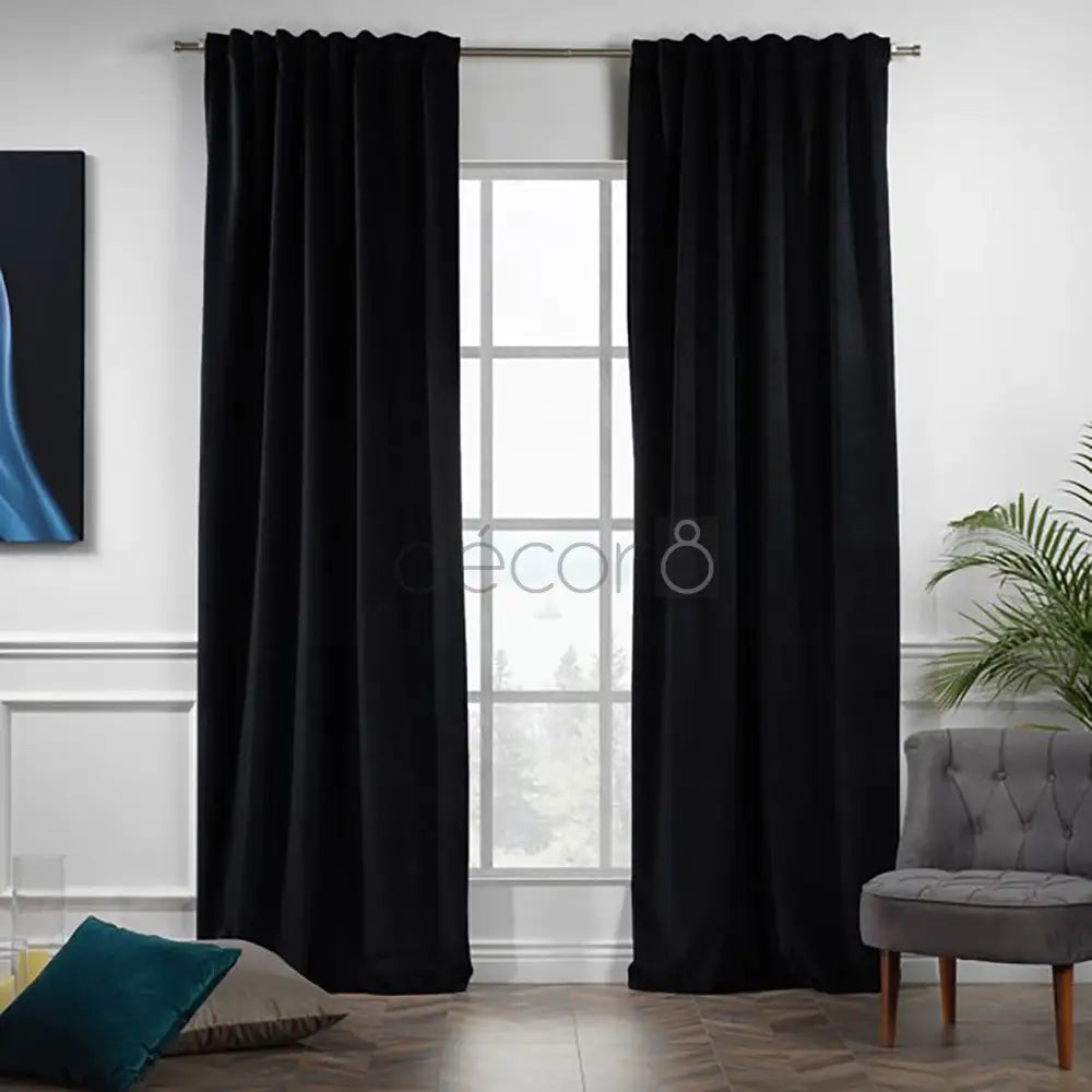 Premium Velvet Curtains For Bedroom & Living Room - Black — Curtains price in Pakistan