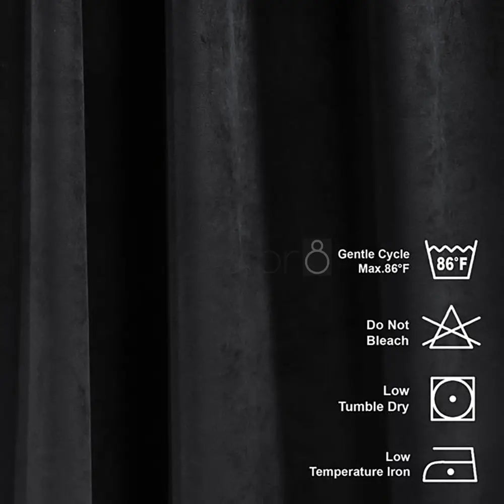 Premium Velvet Curtains For Bedroom & Living Room - Black — view 4