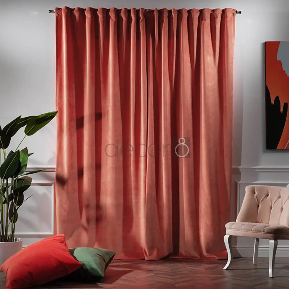 Premium Velvet Curtains For Bedroom & Living Room - Coral — view 2