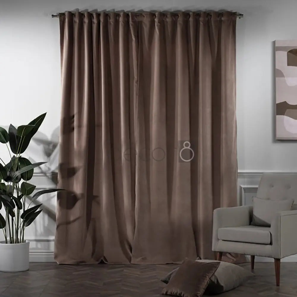 Premium Velvet Curtains For Bedroom & Living Room - Golden Brown — view 2
