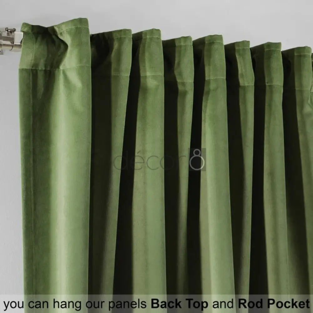Premium Velvet Curtains For Bedroom & Living Room - Olive Green — view 3