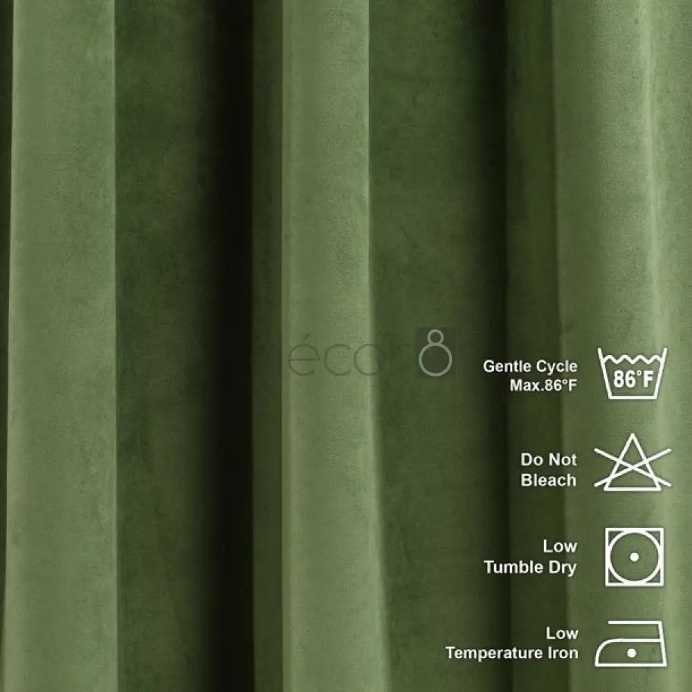 Premium Velvet Curtains For Bedroom & Living Room - Olive Green — view 4