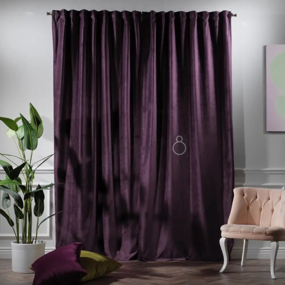 Premium Velvet Curtains For Bedroom & Living Room - Purple — view 2