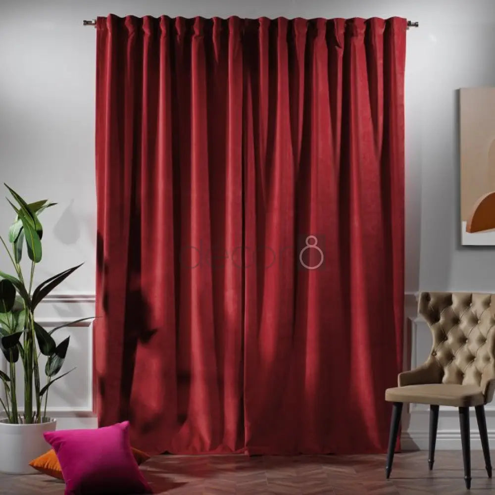 Premium Velvet Curtains For Bedroom & Living Room - Scarlet — view 2