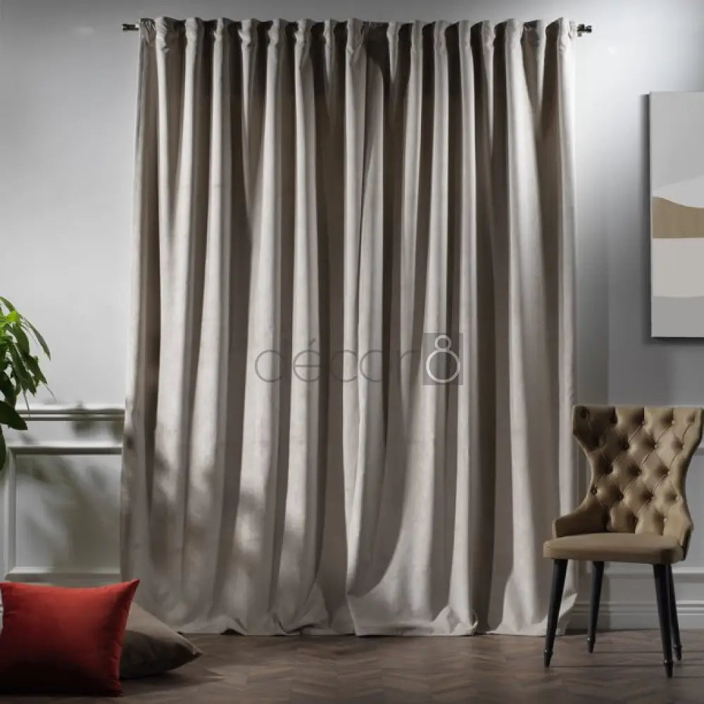 Premium Velvet Curtains For Bedroom & Living Room - Seashell — view 2