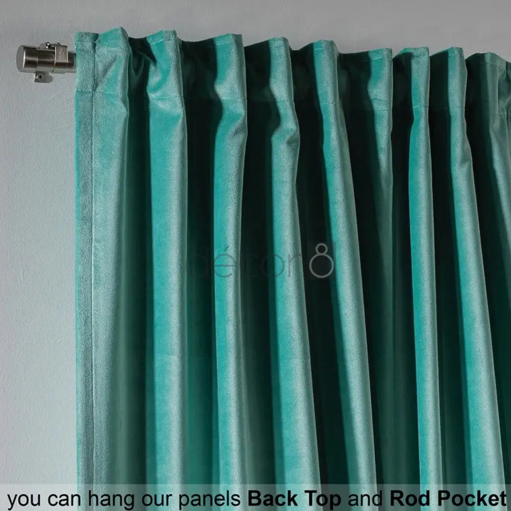 Premium Velvet Curtains For Bedroom & Living Room - Teal — view 3