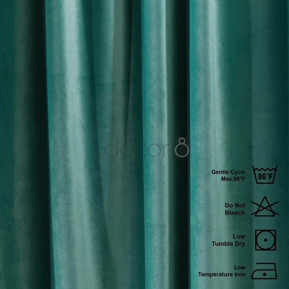 Premium Velvet Curtains For Bedroom & Living Room - Teal — view 4