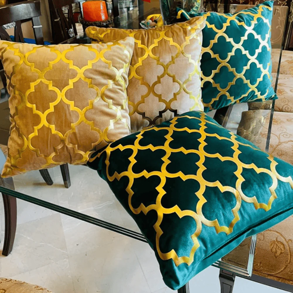 Pack of 2 Premium Velvet Cushion Covers - Teal OR Dark Beige — Cushion Covers price in Pakistan