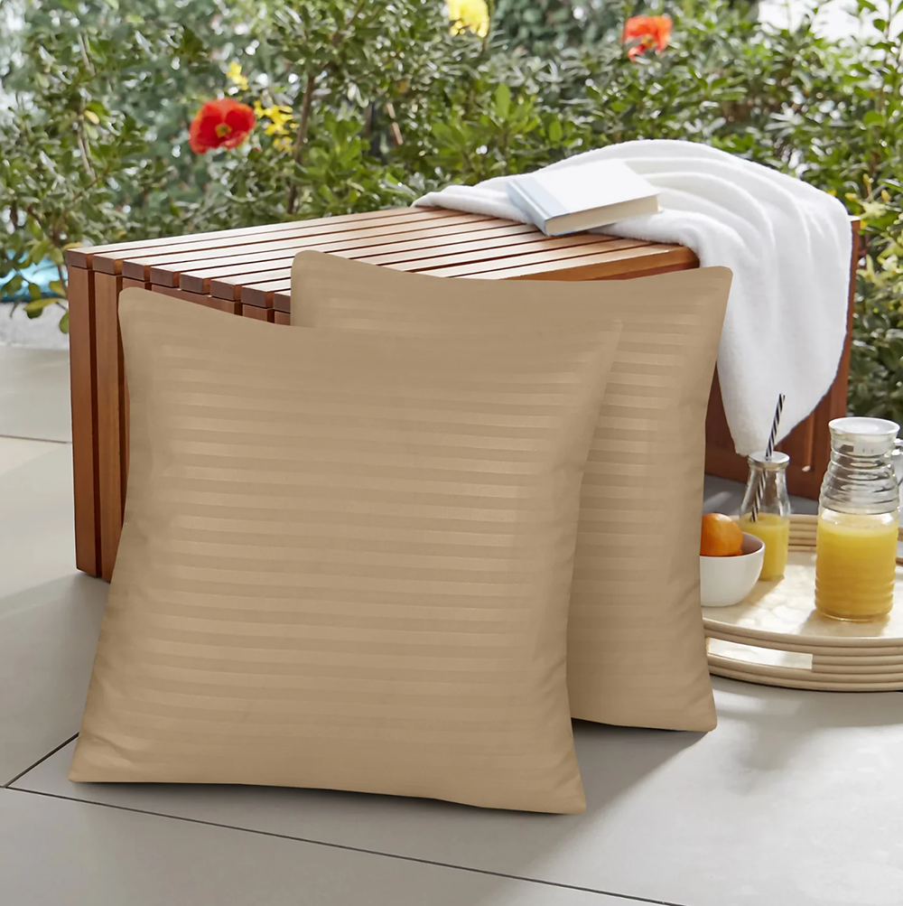 Pack of 5 Premium Satin Stripe Cushion Covers - Beige — Cushion Covers price in Pakistan