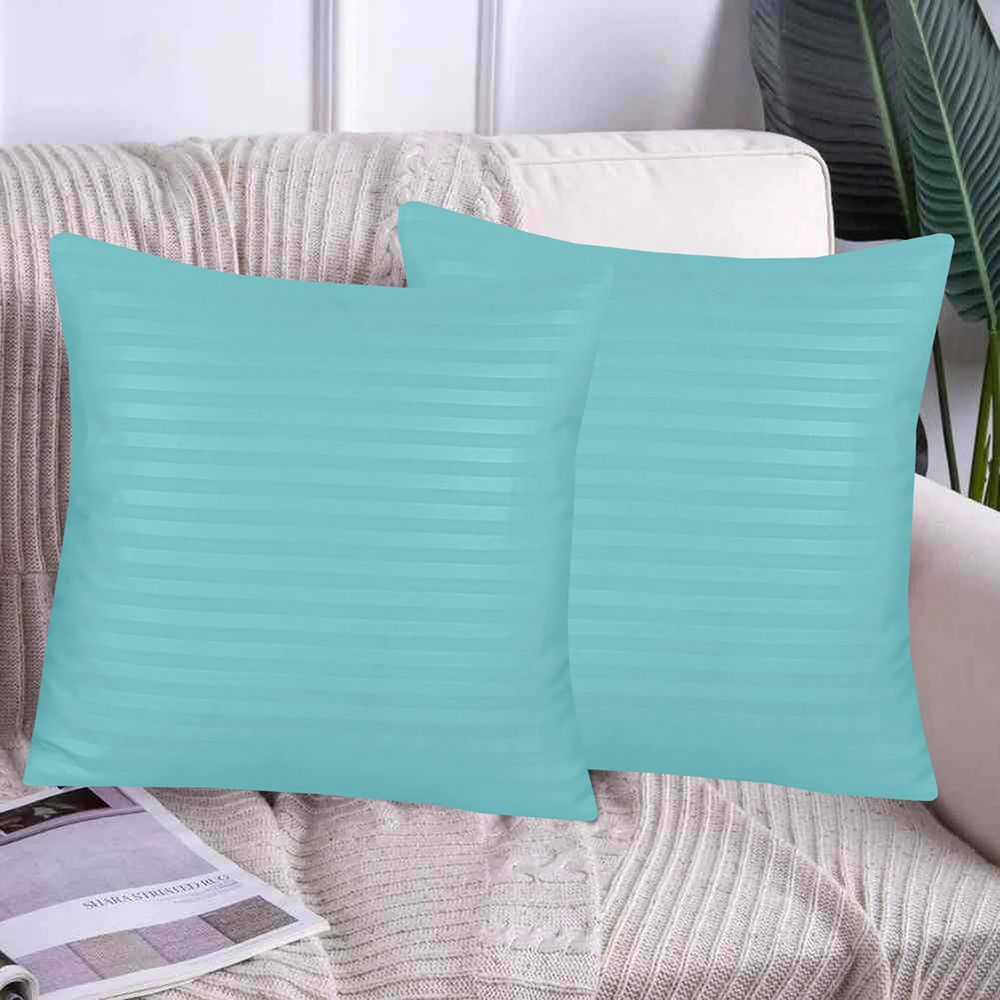 Pack of 5 Premium Satin Stripe Cushion Covers - Cyan — Cushion Covers price in Pakistan