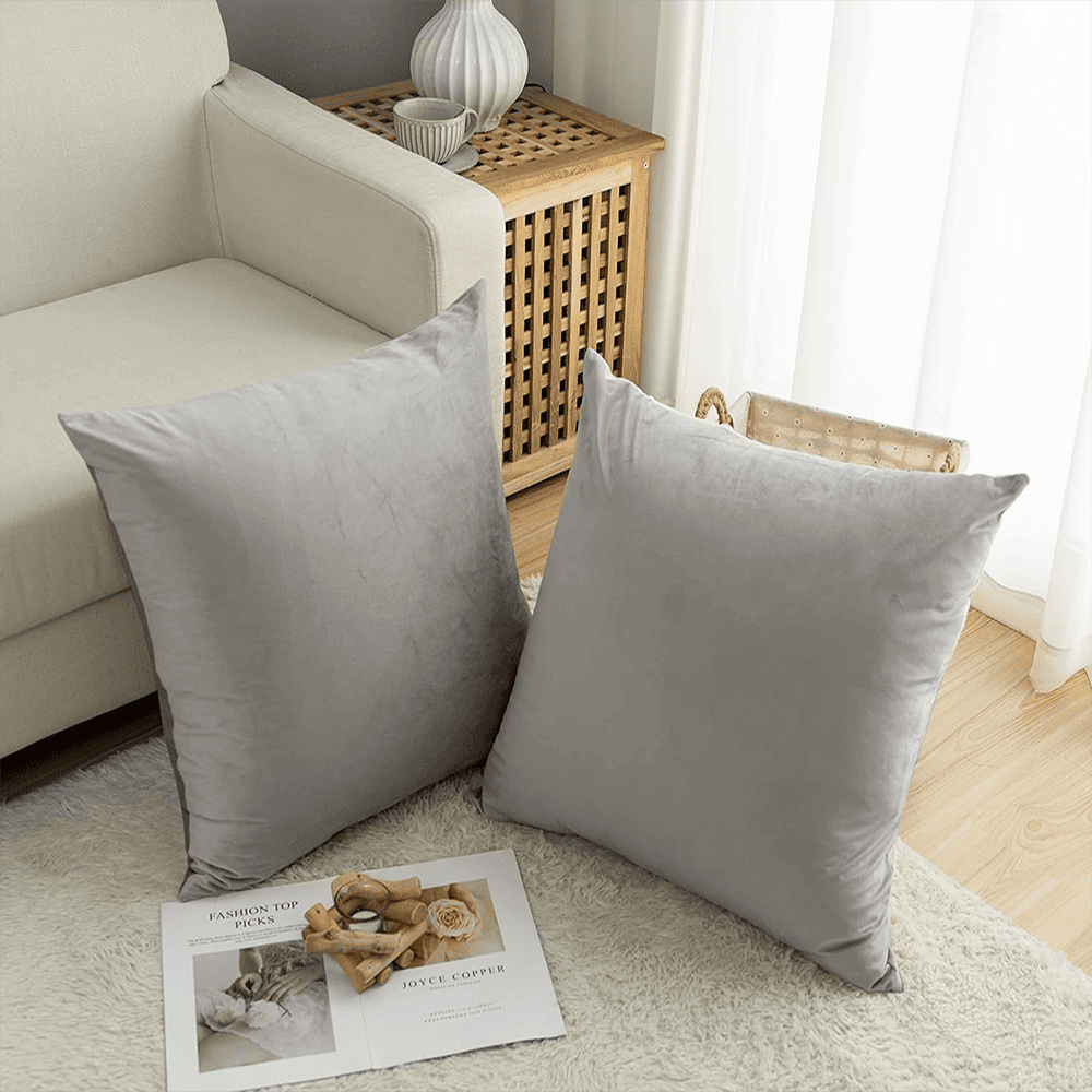 Pack of 5 Premium Velvet Cushion Covers - Grey — view 2