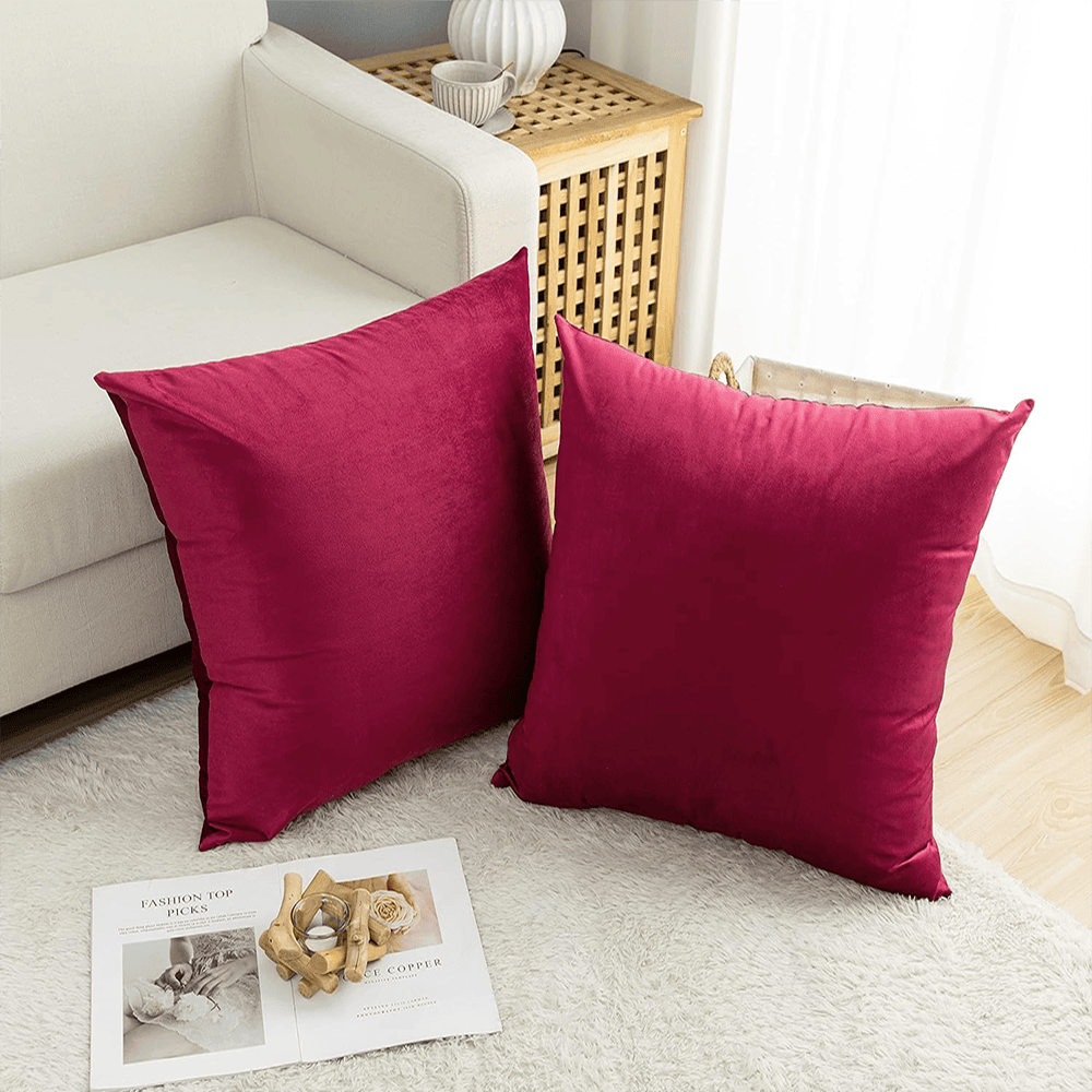 Pack of 5 Premium Velvet Cushion Covers - Maroon — view 2