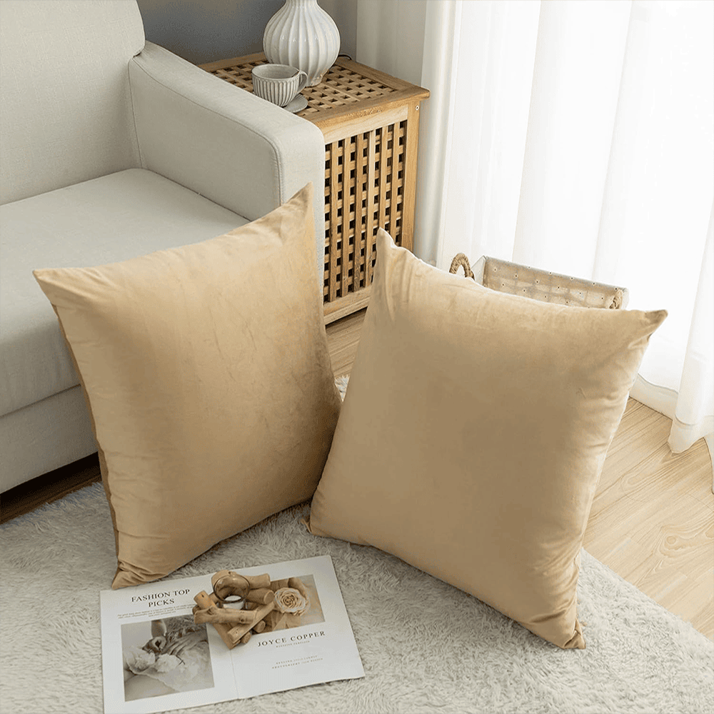 Pack of 5 Premium Velvet Cushion Covers - Beige — view 2