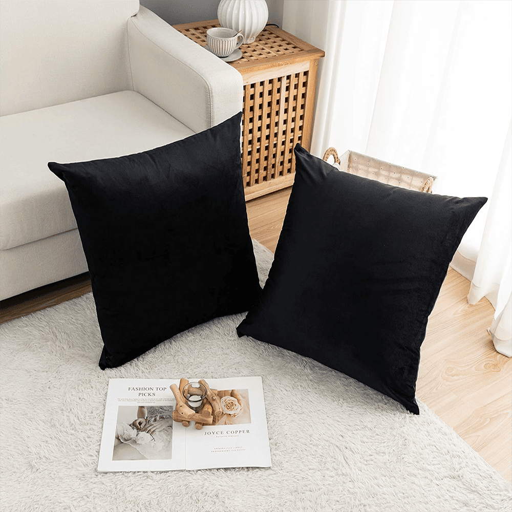 Pack of 5 Premium Velvet Cushion Covers - Black — view 2