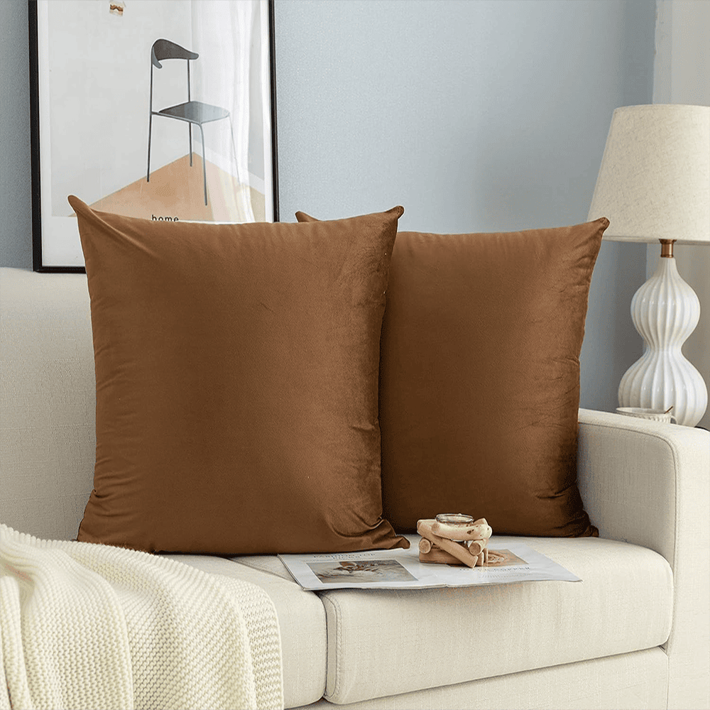 Pack of 5 Premium Velvet Cushion Covers - Brown โ Cushion Covers price in Pakistan