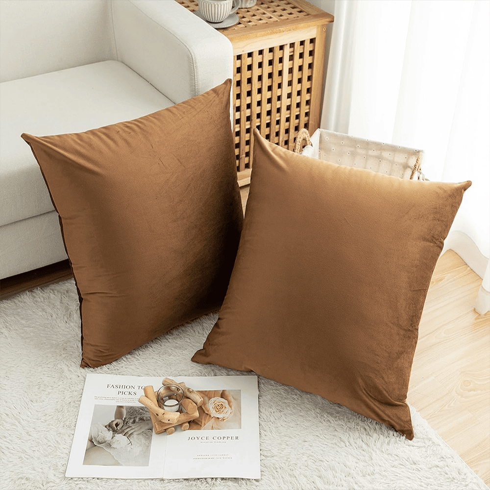 Pack of 5 Premium Velvet Cushion Covers - Brown — view 2