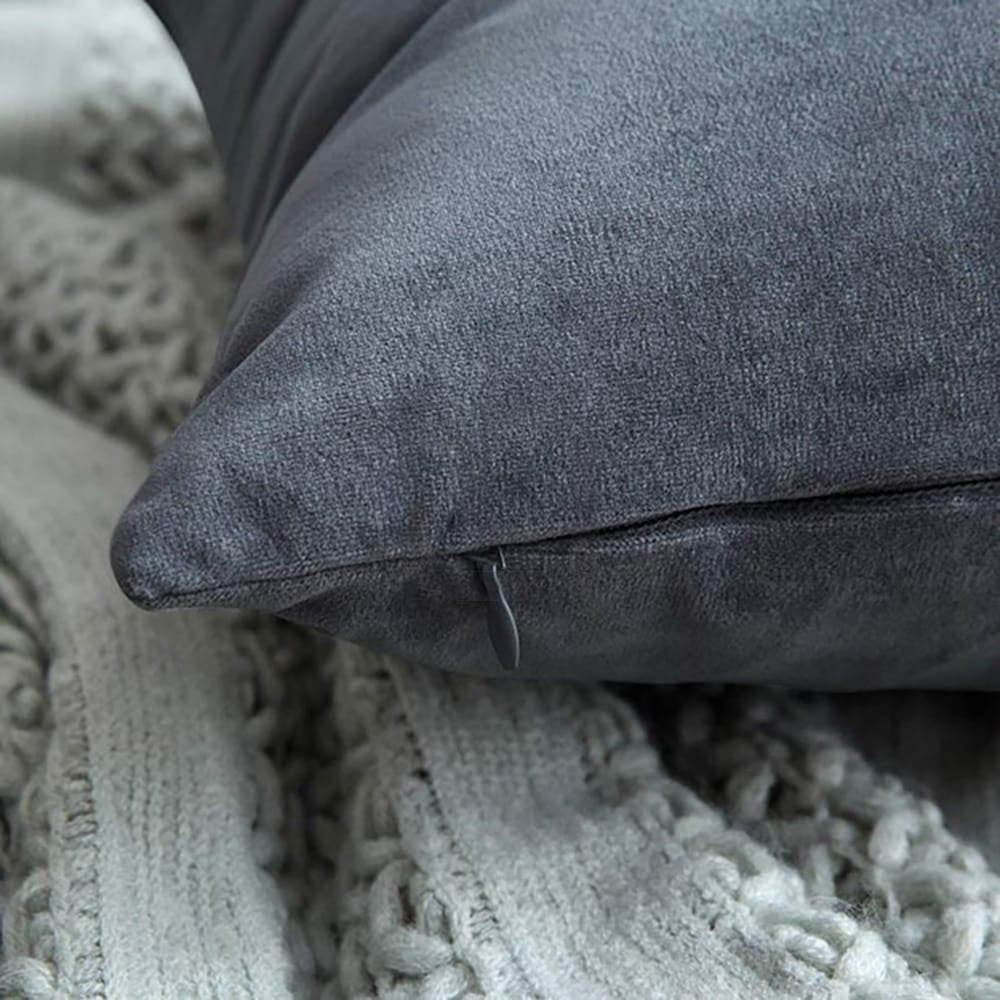 Pack of 5 Premium Velvet Cushion Covers - Charcoal — view 2