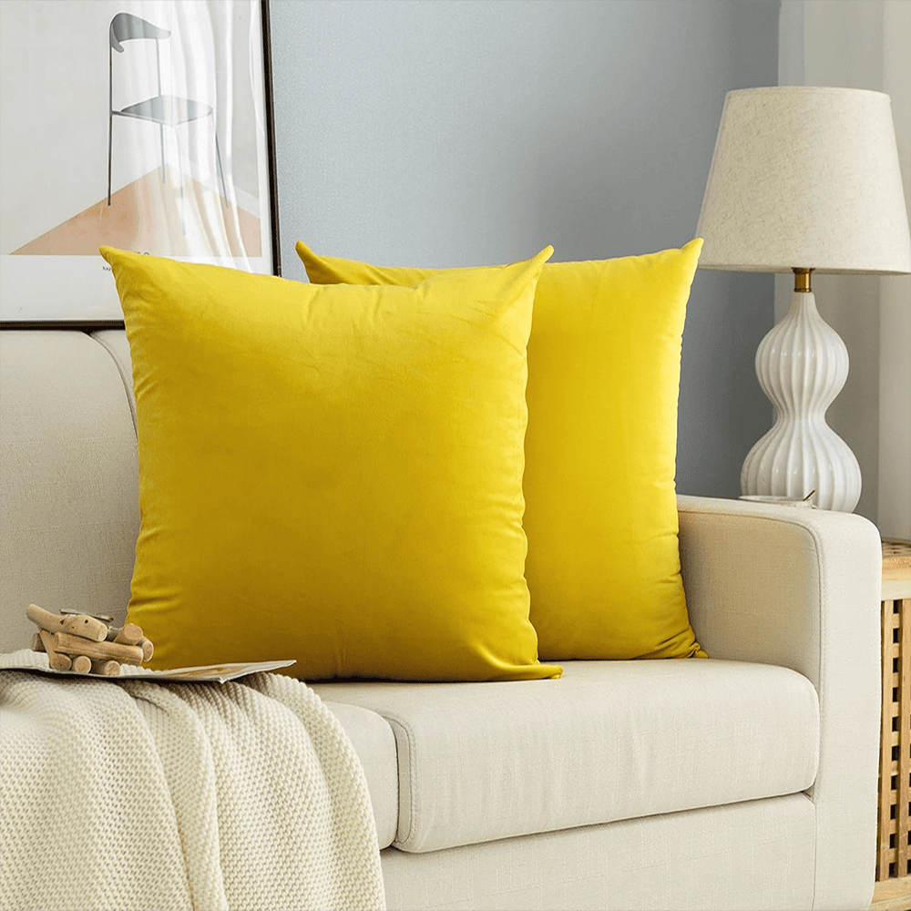 Pack of 5 Premium Velvet Cushion Covers - Yellow โ Cushion Covers price in Pakistan