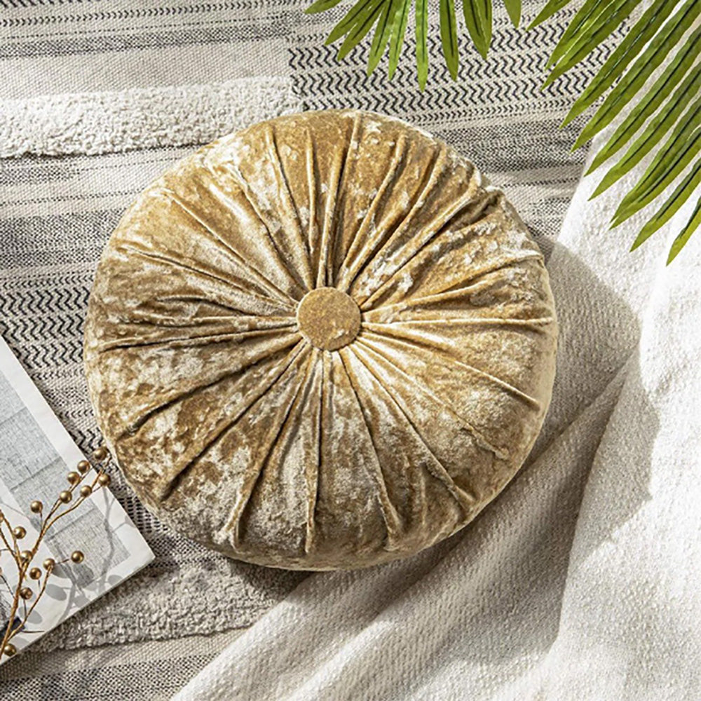 Round Pumpkin Velvet Sofa Cushion - Golden โ Cushions price in Pakistan