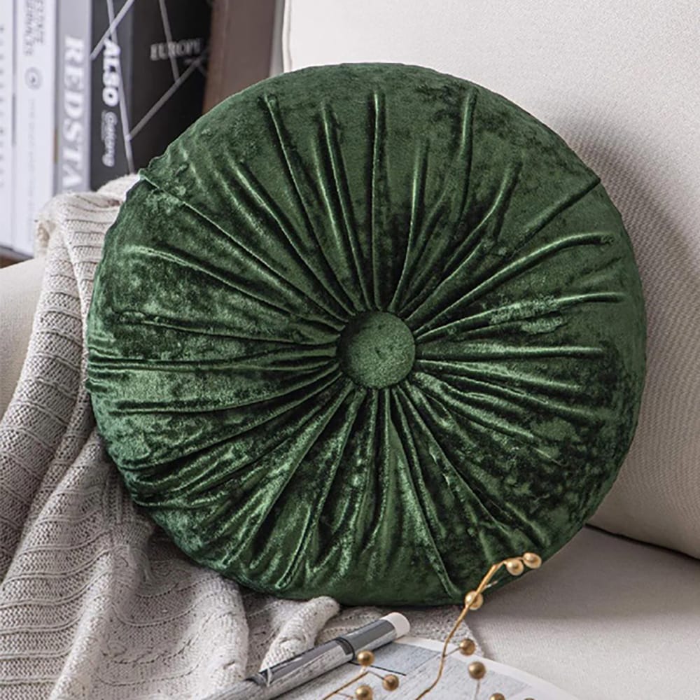 Round Pumpkin Velvet Sofa Cushion - Green — view 2