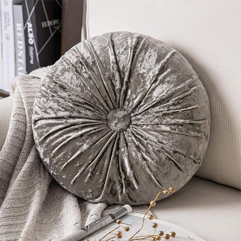 Round Pumpkin Velvet Sofa Cushion - Grey — view 2