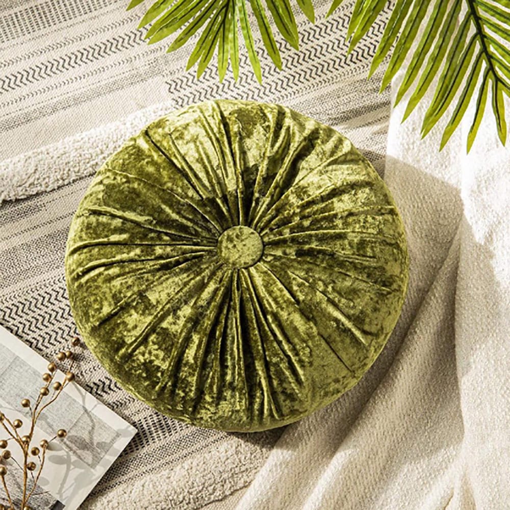 Round Pumpkin Velvet Sofa Cushion - Olive Green โ Cushions price in Pakistan