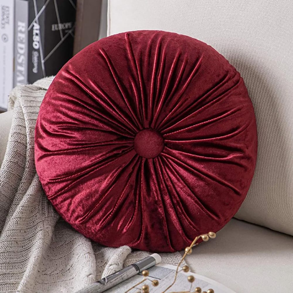 Round Pumpkin Velvet Sofa Cushion - Red — view 2