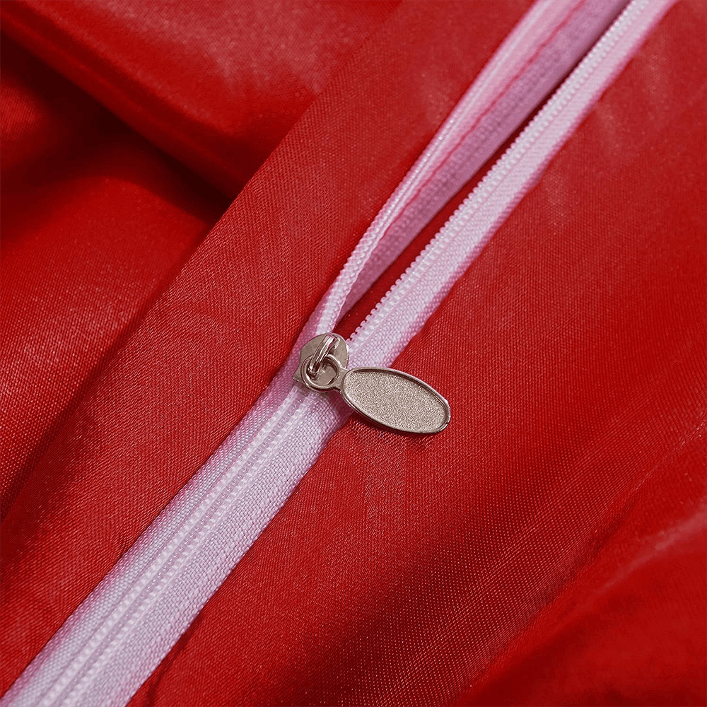 Satin Silk Duvet Cover Set - Coral Red — view 4