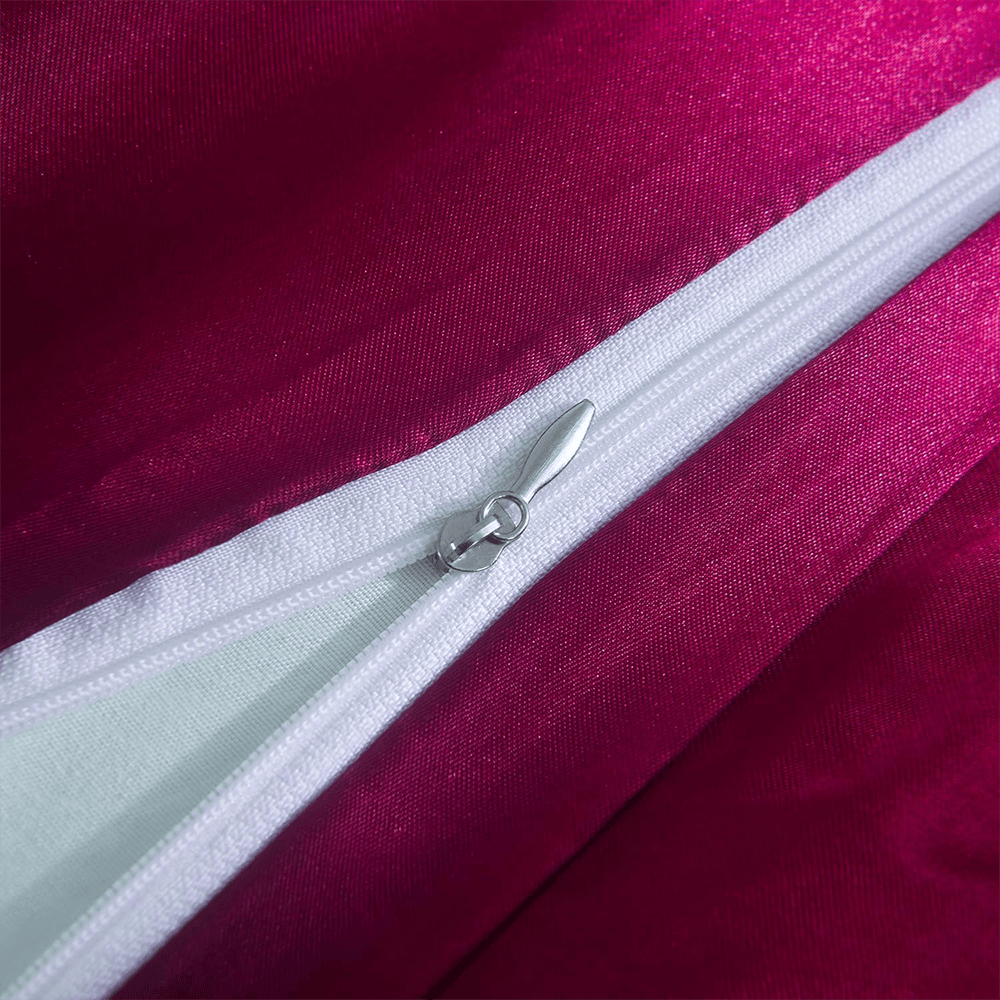 Satin Silk Duvet Cover Set - Maroon — view 4