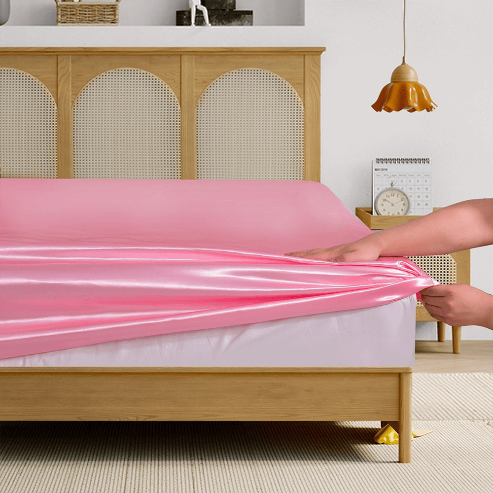 Satin Silk Duvet Cover Set - Pink — view 2