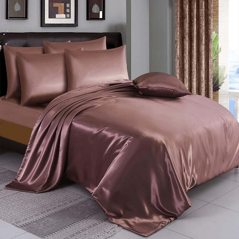 Satin Silk Duvet Cover Set - Rose Gold — view 2