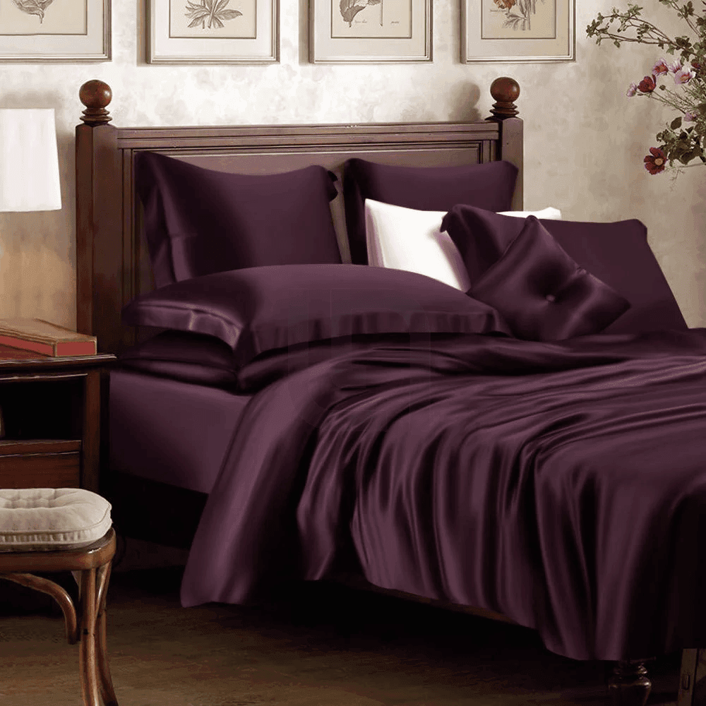 Silk Duvet Cover Set Grape Red — view 2