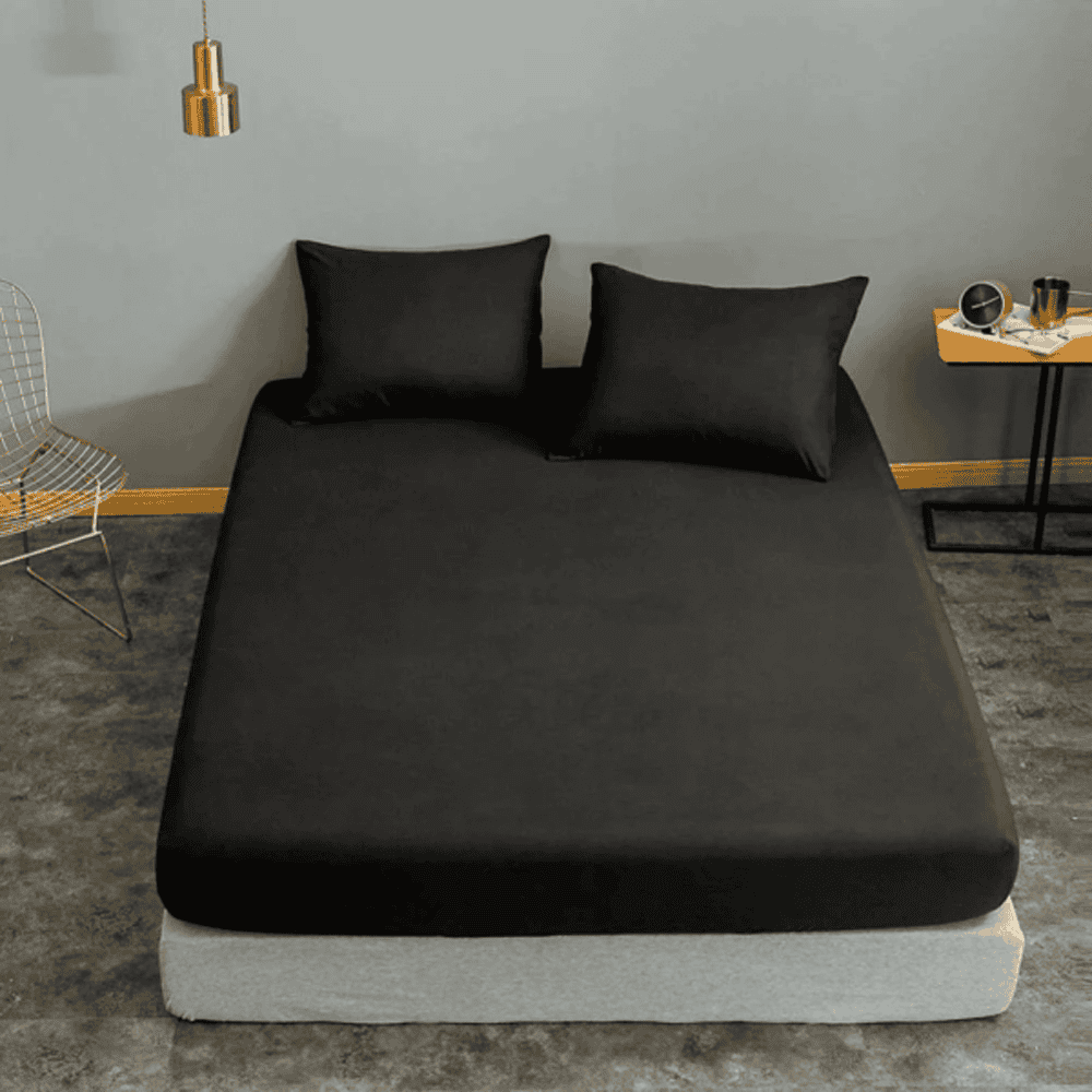 Cotton Fitted Sheet - Black - TC 150 — Fitted Bed Sheets price in Pakistan