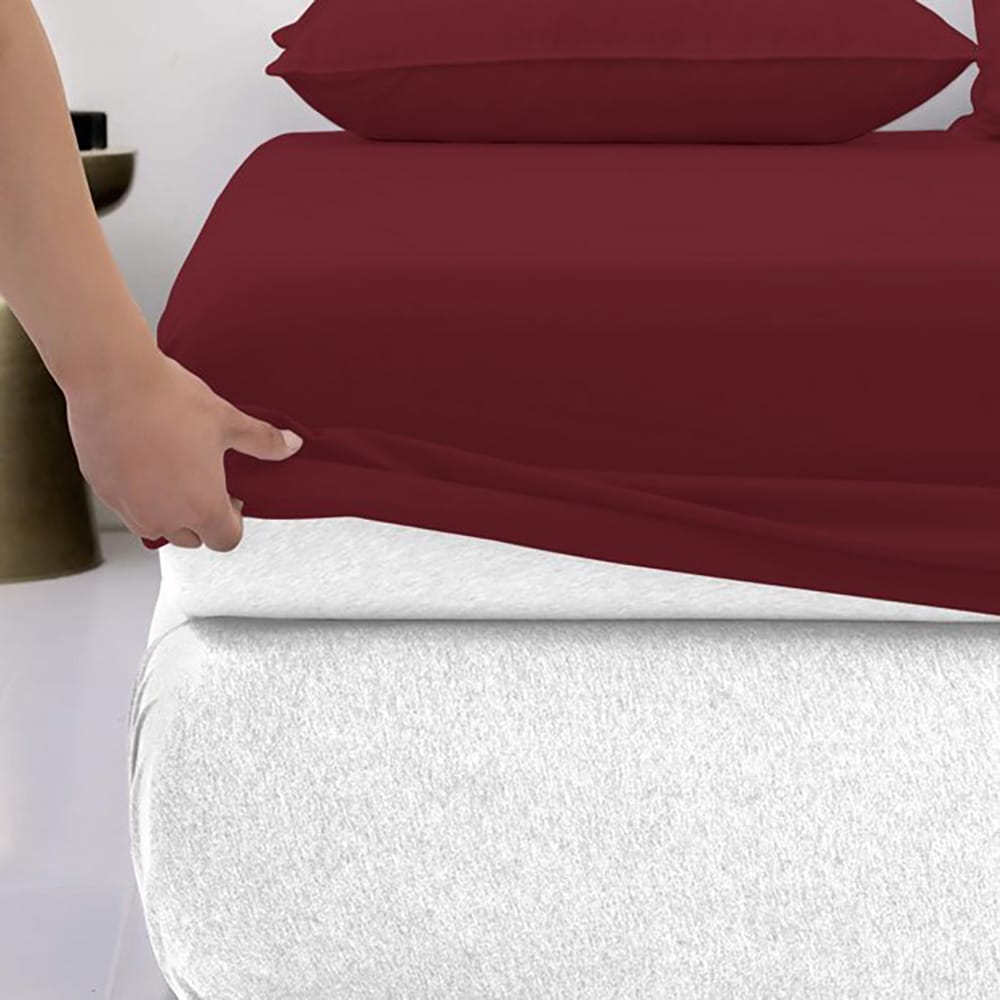 Cotton Fitted Sheet - Burgundy - TC 150 — view 2