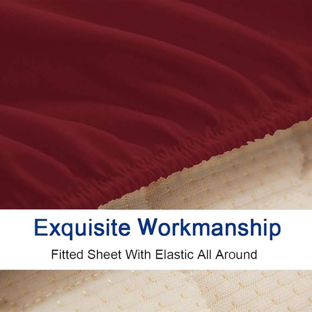 Cotton Fitted Sheet - Burgundy - TC 150 — view 3