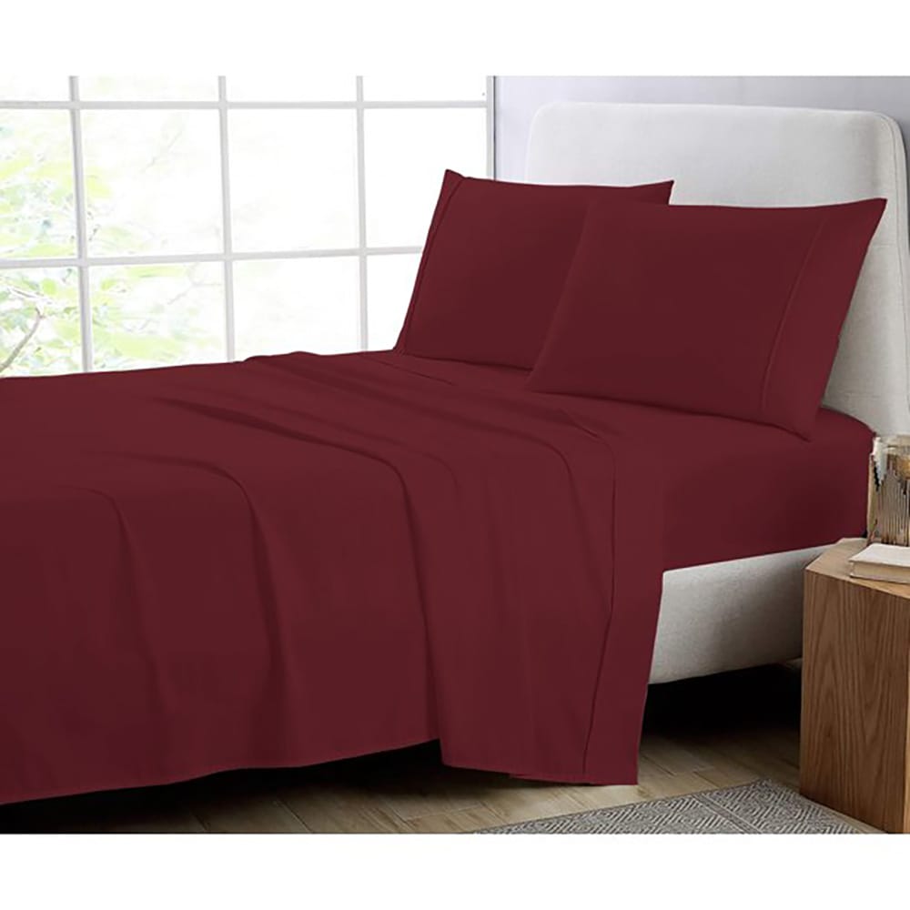 Cotton Fitted Sheet - Burgundy - TC 150 — view 5