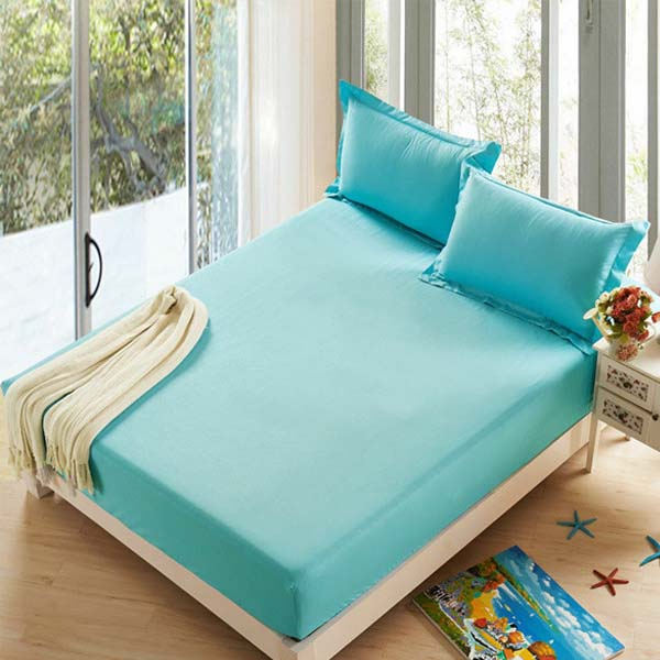 Cotton Fitted Sheet - Cyan - TC 150 — Fitted Bed Sheets price in Pakistan