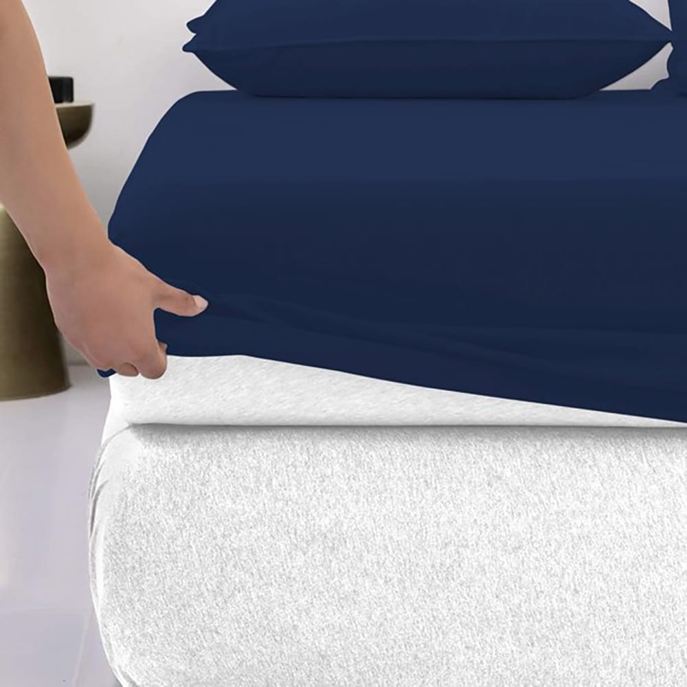 Cotton Fitted Sheet - Dark Blue - TC 150 — view 2
